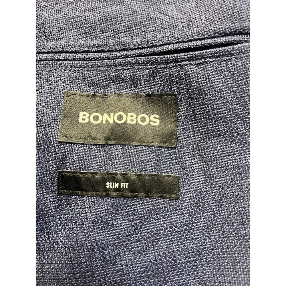 NEW Bonobos Jetsetter Sz 46L Slim Fit Italian Marzotto Wool Blazer Navy Blue - Picture 10 of 15